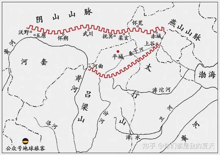 北魏长城从河北赤城以东的燕山脚下,一直修到了内蒙古巴彦淖尔的阴山