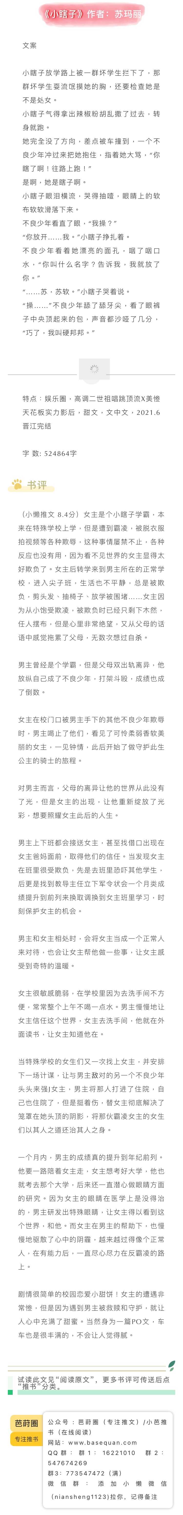 小瞎子苏玛丽校园救赎好文