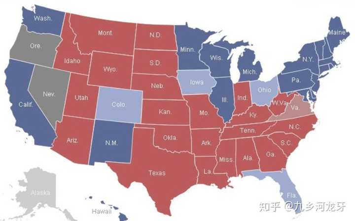 美国红蓝州分布