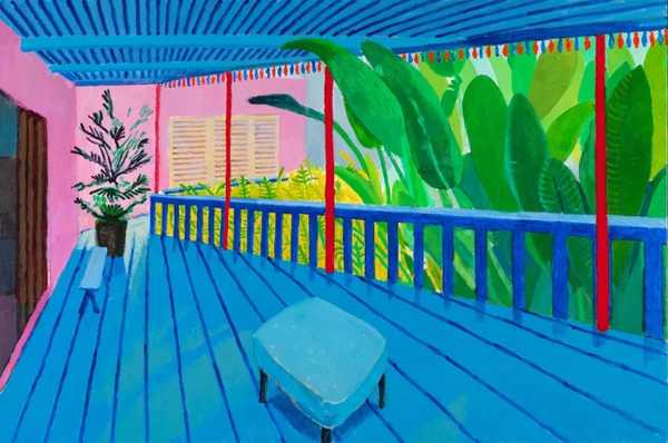 splash, 1967,tate  garden with blue terrace, 2015  大卫·霍克尼