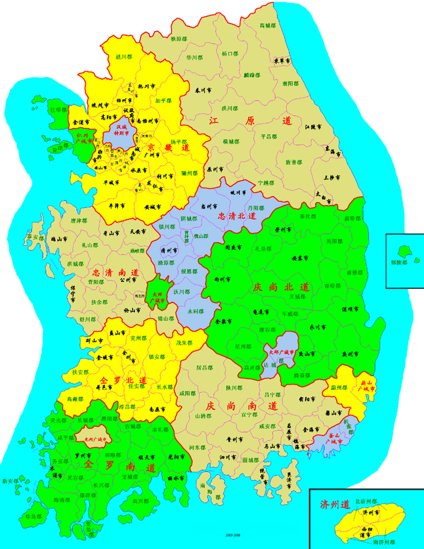 韩国的地区划分是怎样的?