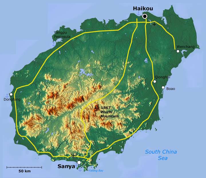 这是海南省地形图. 图片来自网络,侵删.