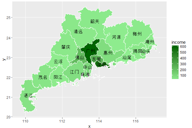 如何用r语言画广东省地图(划分出21个地级市的边界)?