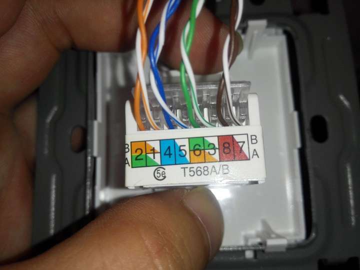 请问家里网线插座是按b这种接法,另外一头该怎么接水晶头?