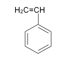 聚苯乙烯中的苯乙烯单体的化学结构式为:这里的"是双键,六边形是由