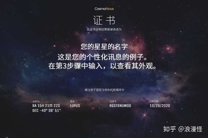 cosmonova 给星星命名 这个可以自己挑选星座和套餐!