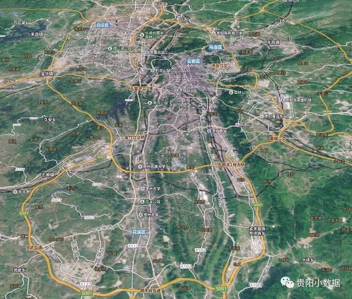 贵阳主城区卫星地图 可以说