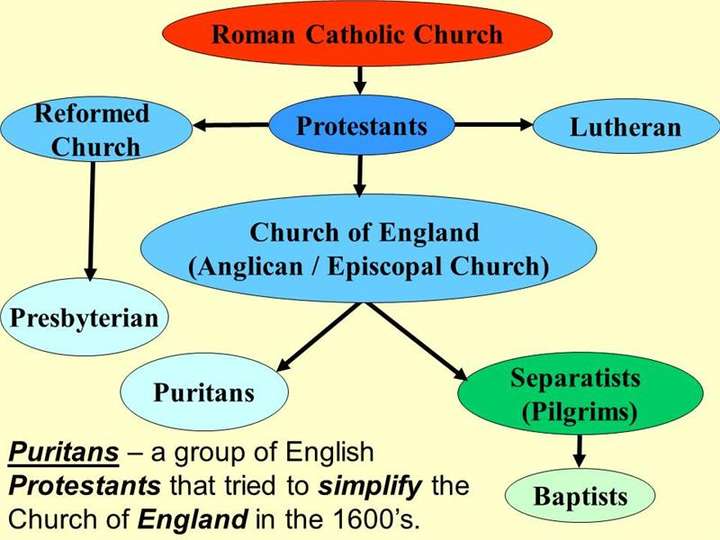 protestants是新教徒,church of england是英国国教会,puritans是清教