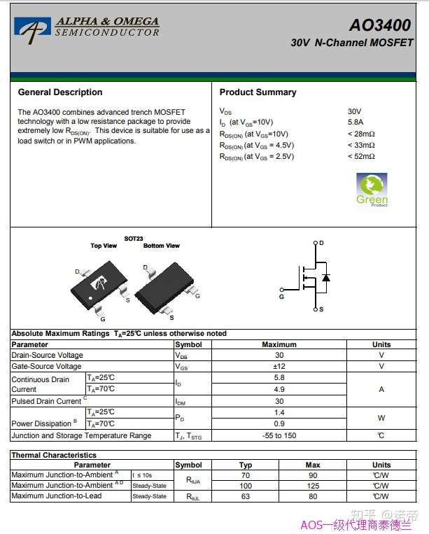 ao3400mos管应用在哪里的,ao3400场效应管pdf资料谁有