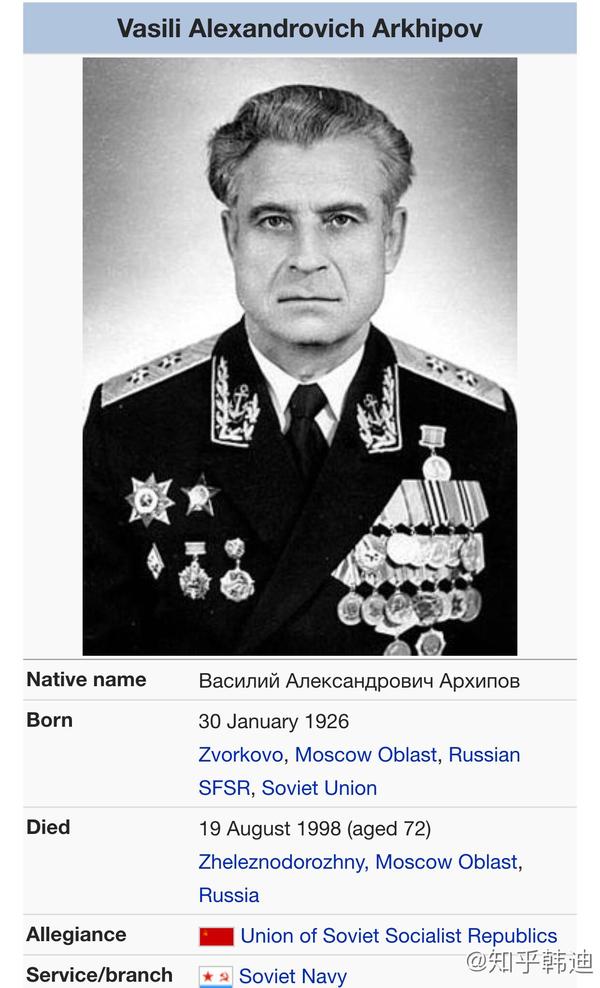 这个男人叫做瓦西里·阿尔西波夫,苏联海军中将,也是一名参加过二战的