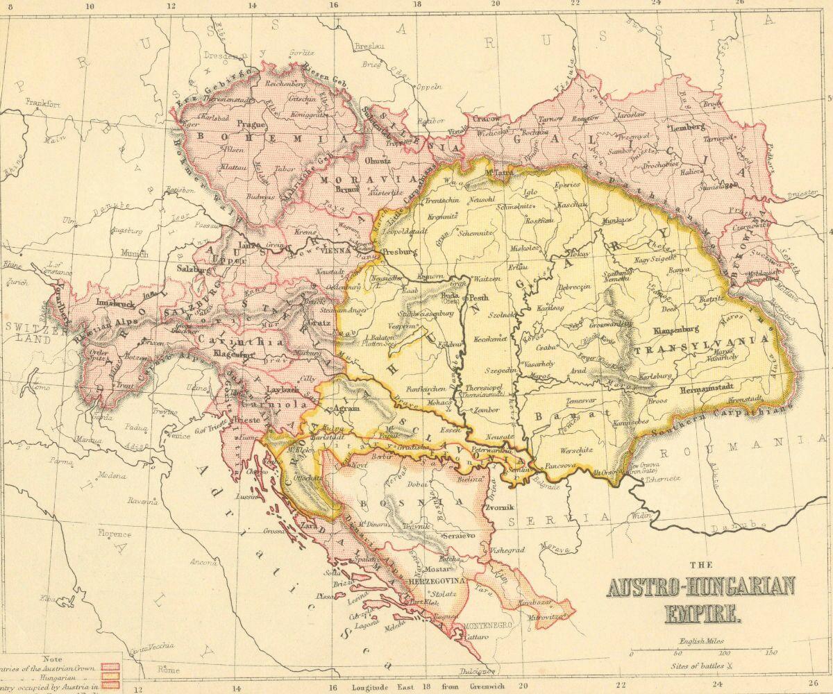 有没有奥匈帝国的疆域的详细地图特别是边疆的