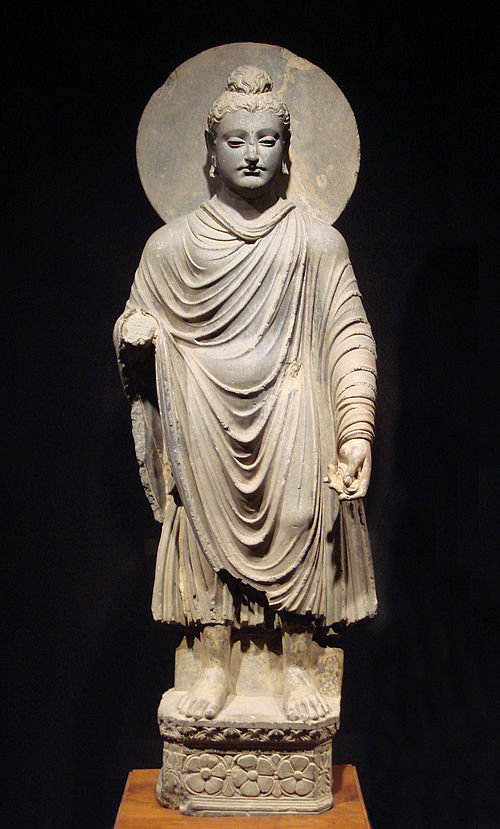 佛教造像艺术曾经受到希腊文明影响.也就是著名的犍(qian)陀罗艺术.