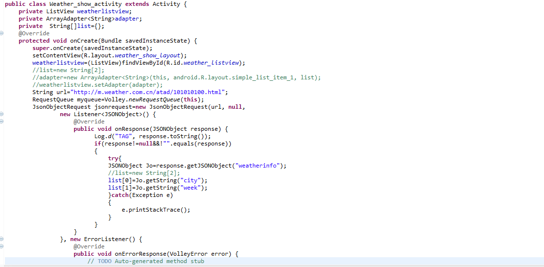 关于volley框架解析JSON数据的问题 菜鸟一只