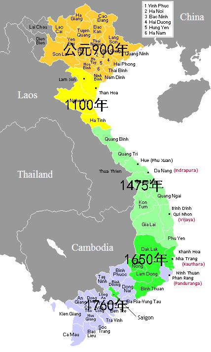 【地图】早期:越南民族祖先是中国南方百越人的一支雒越人,其中一个