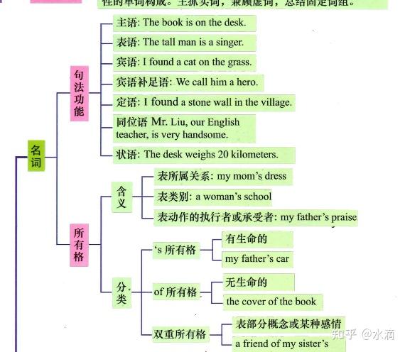 以名词为例,句法功能和所有格是名词的两个重要知识点