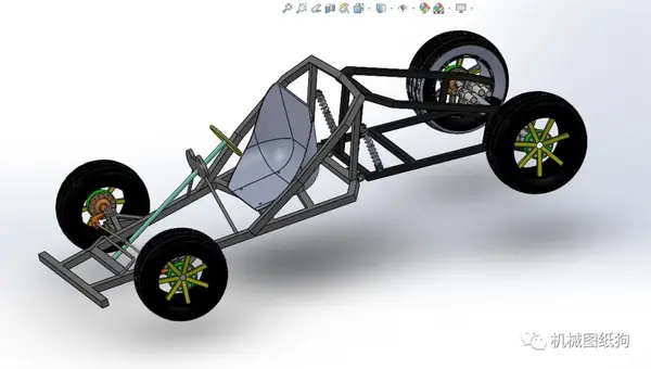 卡丁赛车kartbuggy卡丁车简易框架3d图纸solidworks2018设计