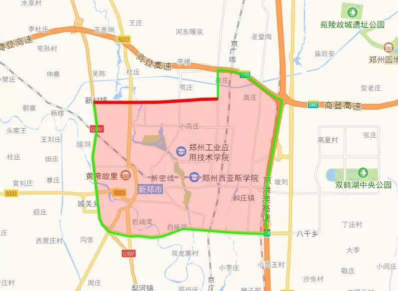 新郑限行区域地图