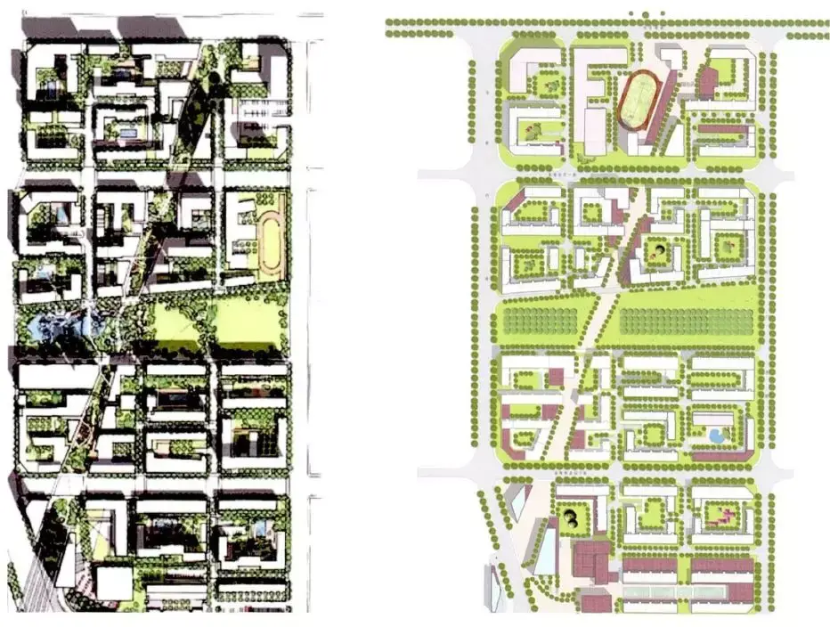 e 在配套设施方面,在街坊式布局的公共服务设施不仅为街坊而且为城市