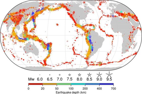 环太平洋地震带的地震活动图像则是板块构造活动的最明显体现