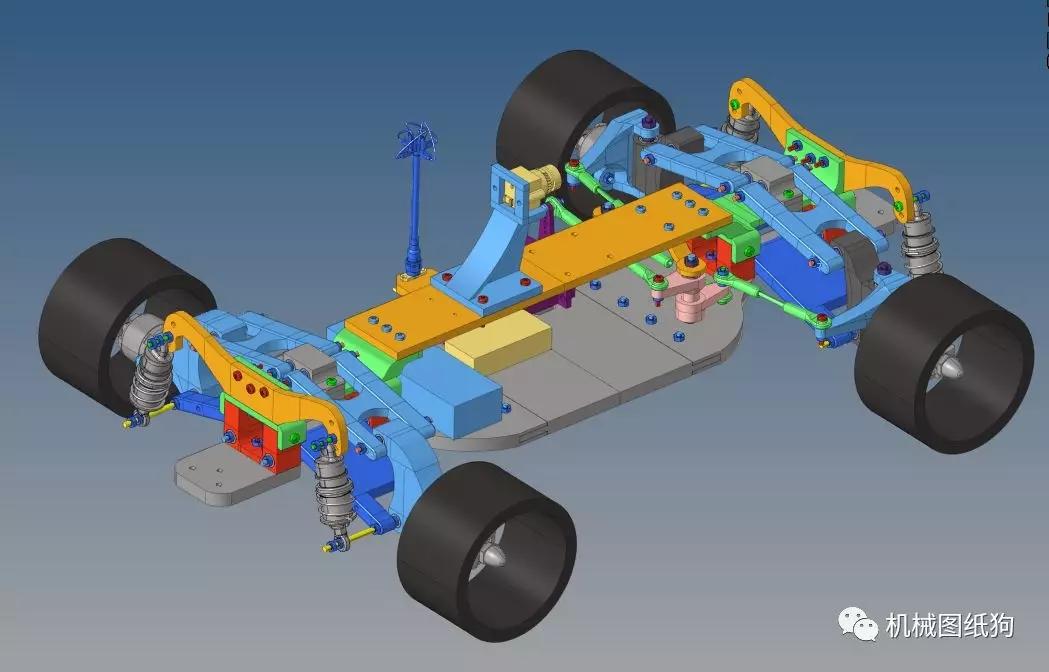 rc遥控车四驱无刷电机rc遥控车3d图纸solidworks设计附stp