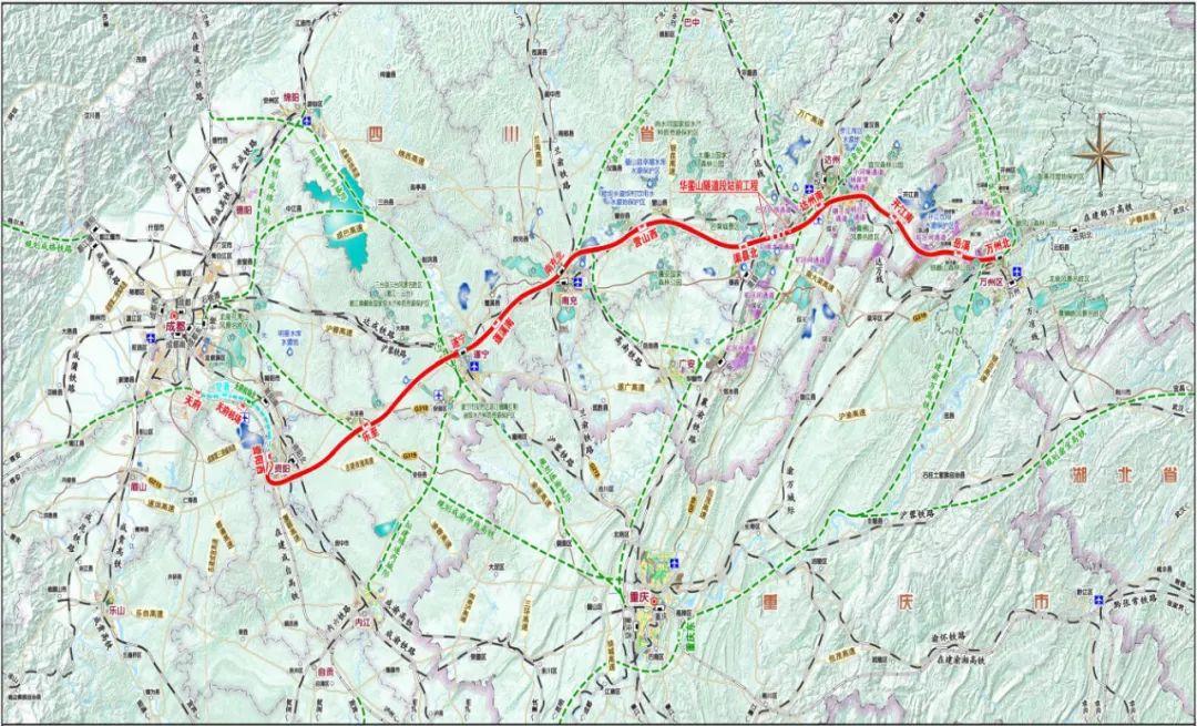 此次开工建设的成达万高铁始于天府新区成都天府站,途经资阳市,遂宁市