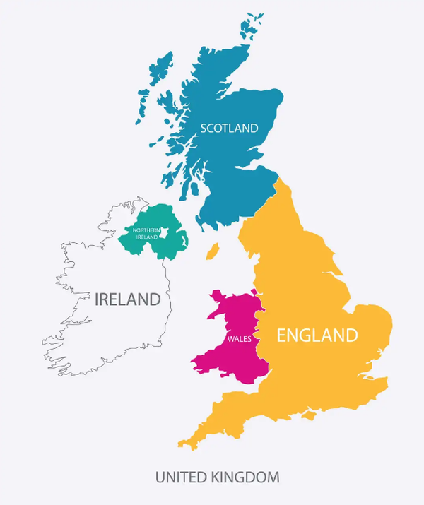 由于同在大不列颠岛,英格兰,苏格兰和威尔士便合称大不列颠(the