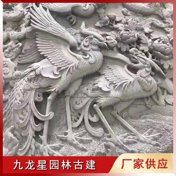 龙凤石雕浮雕图案大型石材浮雕壁画