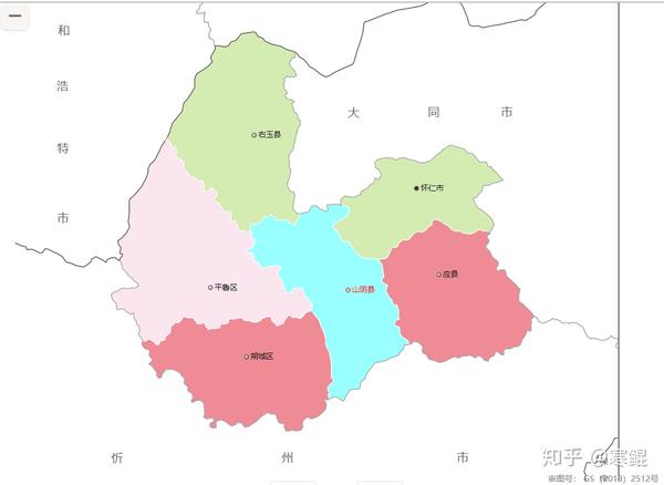 全国行政区划信息查询平台显示的山西省朔州市行政区划图图片