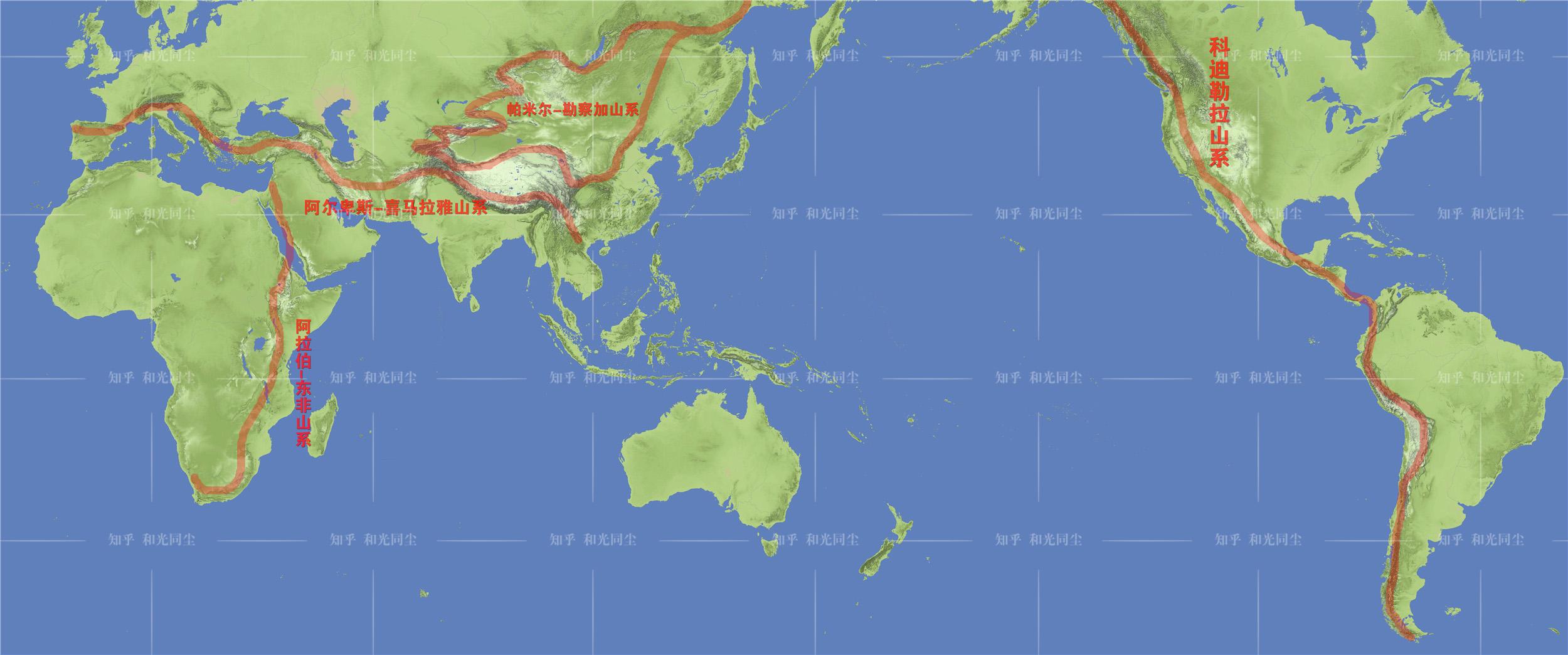 首先要看亚欧大陆上两条最大的山系"阿尔卑斯-喜马拉雅山系"帕米尔