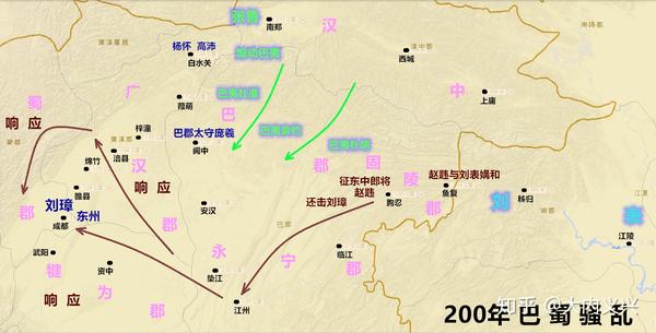 200年,刘璋杀张鲁母,弟,张鲁联合巴郡夷杜濩,朴胡,袁约等一起叛乱