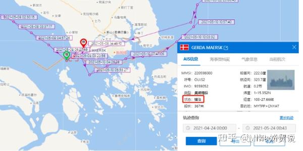 船期已延误挂靠盐田香港宁波上海等国内多个港口马士基一艘大型箱船有