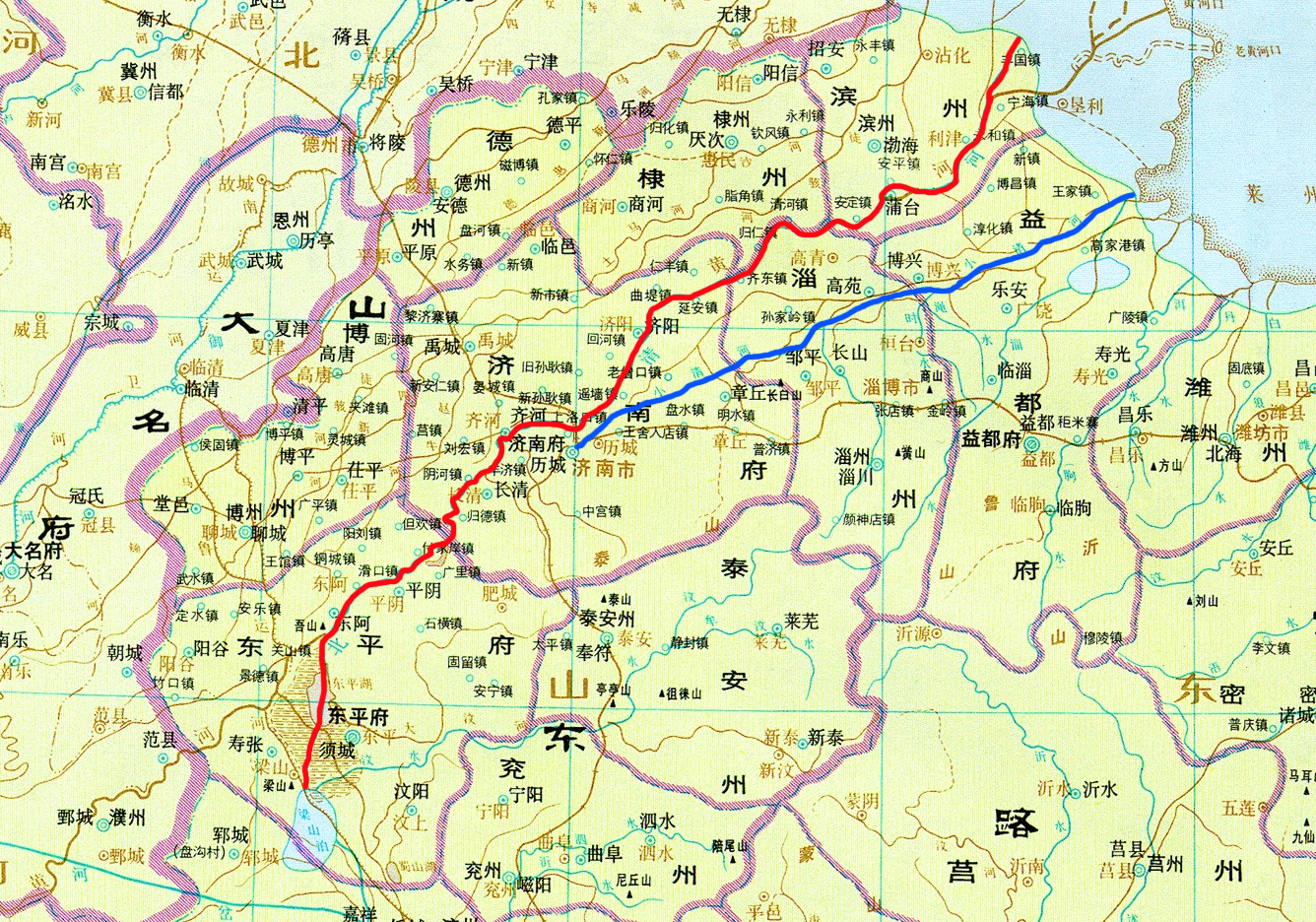 历史地图集中,金代的大清河和小清河.