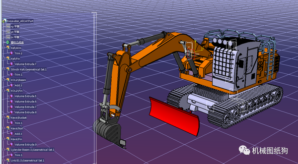 【工程机械】ekskavator挖掘机简易模型3d图纸 catia设计