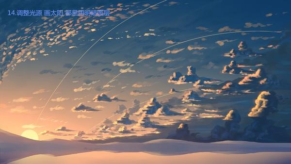 二次元动漫风天空怎么用ps画出来?