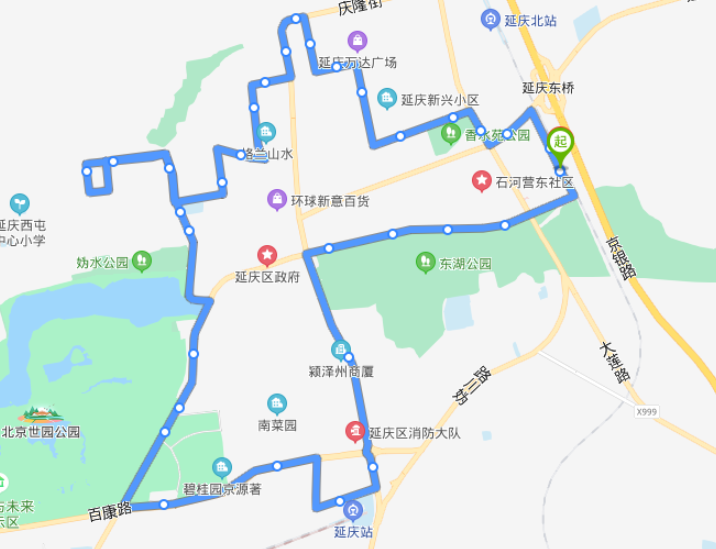 北京延庆火车站途经公交车路线:y10路内环;y15路;y17路;y20路;y35路