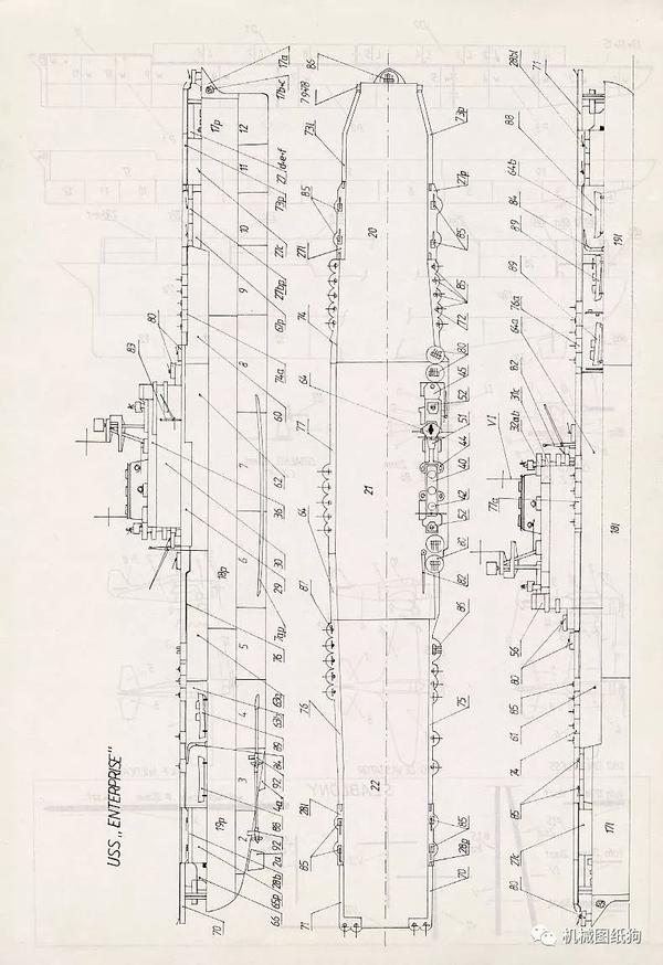 【海洋船舶】美国航母enterprise企业号船模平面图纸