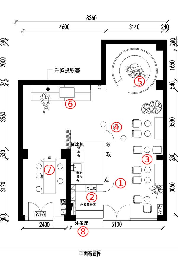 历新设计案例---元小醇颜值奶茶店装修设计