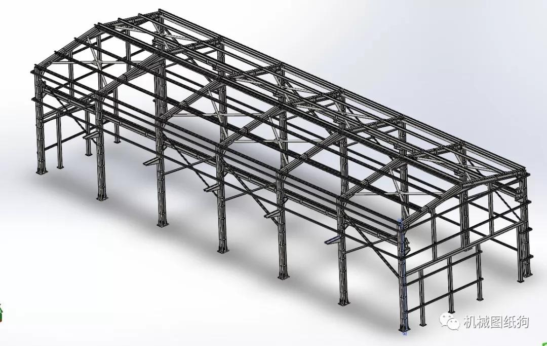 工程机械steelstructure厂房钢结构3d图纸solidworks设计