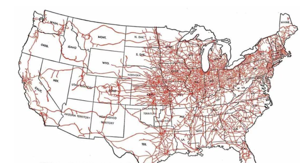 1890年的美国铁路网