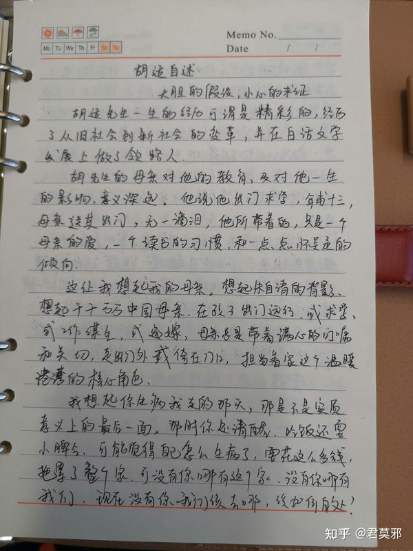 《胡适自述》(胡适)手写读书笔记