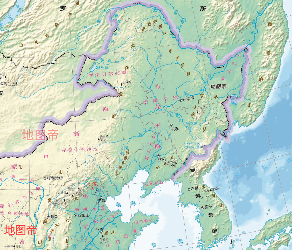 图-我国东北地区地形图沙俄的野心并没有因为扩张到了勒拿河而停止