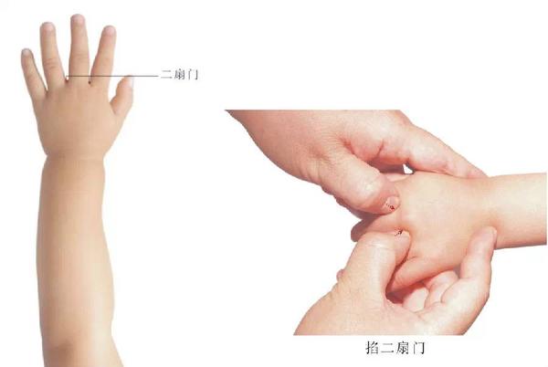 说明:二扇门穴常用于实热证及体壮的小儿,对于虚证及体弱者最好用乙