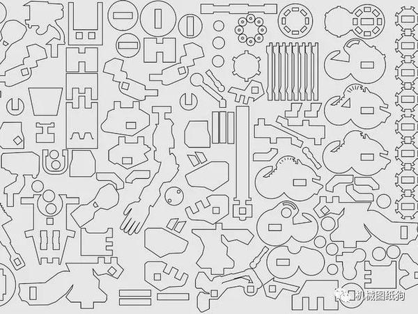 机器人 bastion机器人拼图模型图纸 激光雕刻 线切割