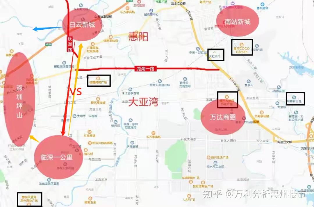 淡水南站新城,北以白云路为界,南至厦深铁路,东至惠澳高速,西至淡水