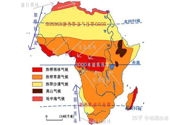 非洲热带稀树草原 关于赤道对称的分布格局,使得非洲的气候分布呈现了