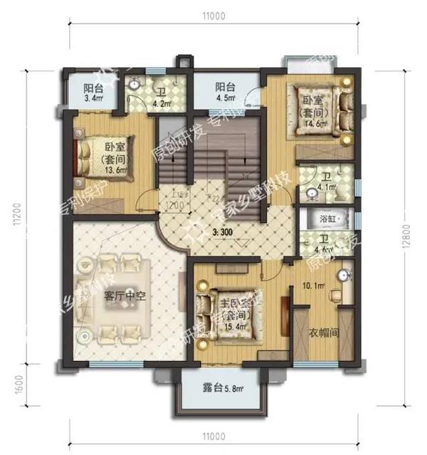 宝家乡墅科技c1 120-2020款别墅 二层彩平图