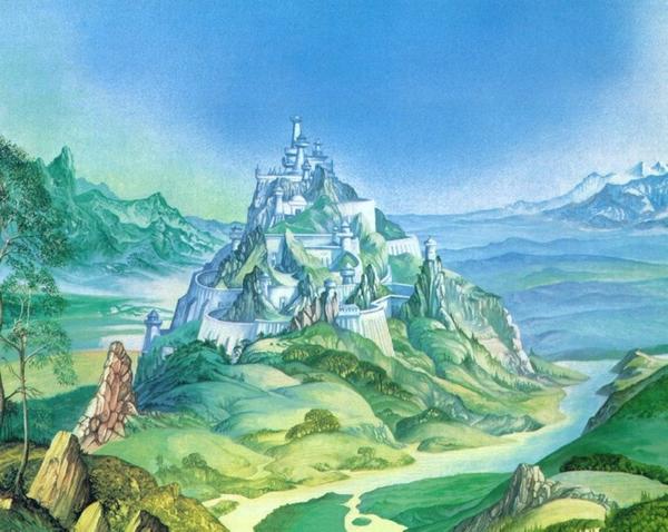 《魔戒》插画:刚铎白城,青山绿水,青翠纪元