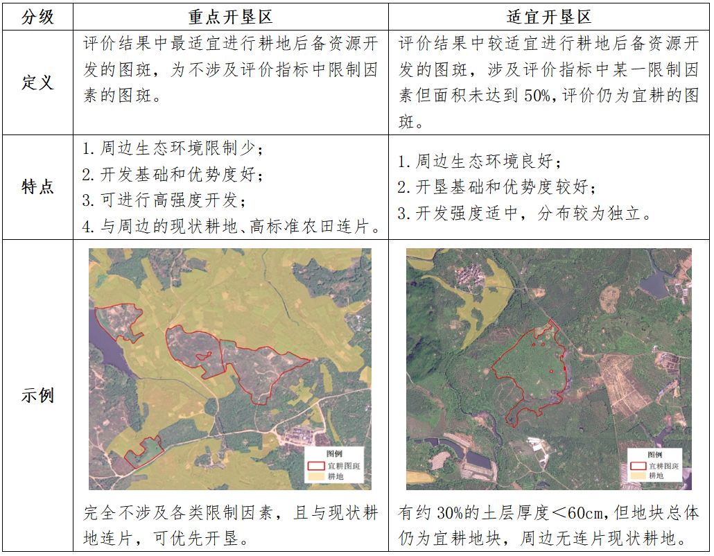 调查评价结果只是得出图斑地块是否具备开垦耕地潜力,以"是(gdhb)或"