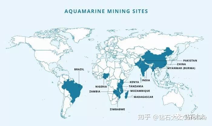 海蓝宝石产地分布图(图片来自gemporia)巴西是海蓝宝石最重要的产地