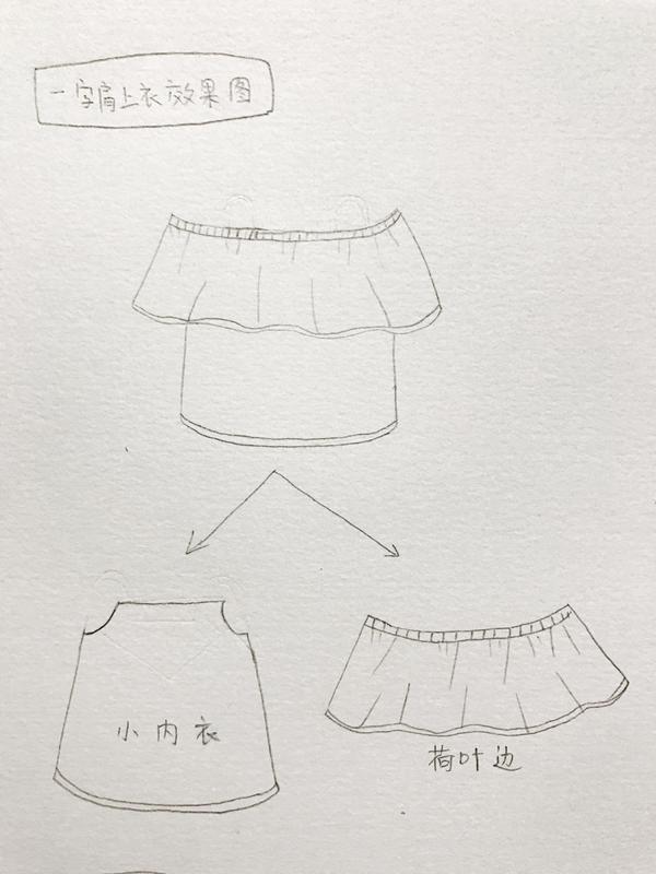 干货如何制作荷叶边一字肩上衣